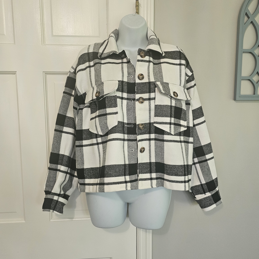 Love Tree Monochrome Plaid Jacket - Picture 1 of 5